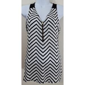 Express Black White Chevron Print Tank Top Small